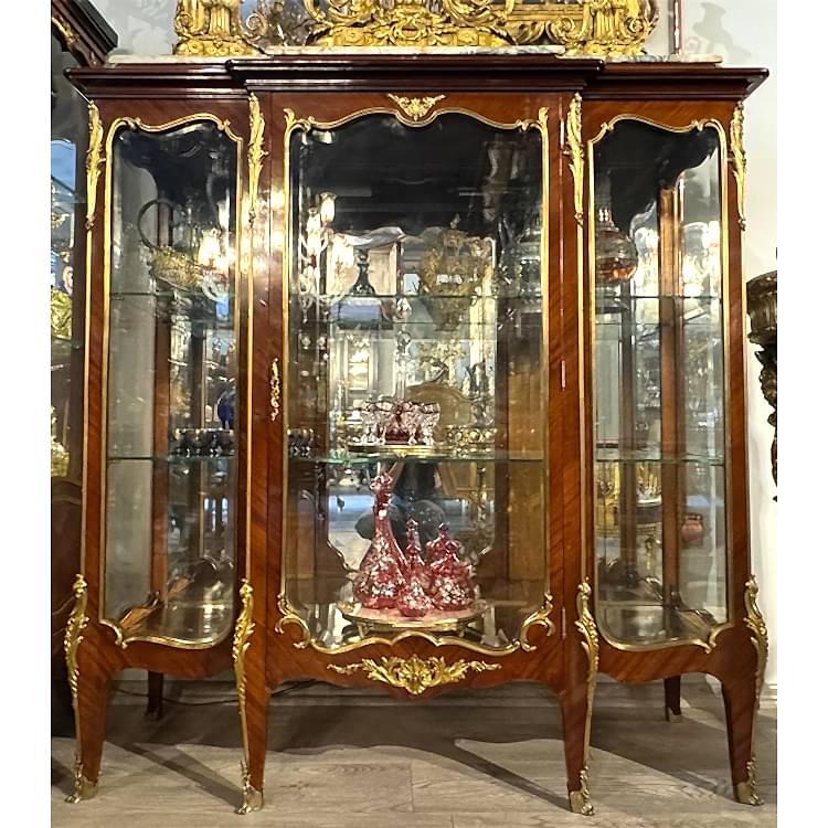 19.yy Fransız Bronz Aplikeli Teşhir Vitrini