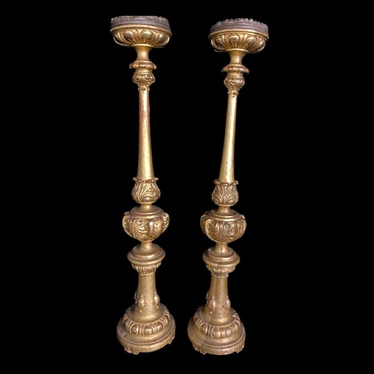 Ahşap Oymalı Dore Çift Mumluk