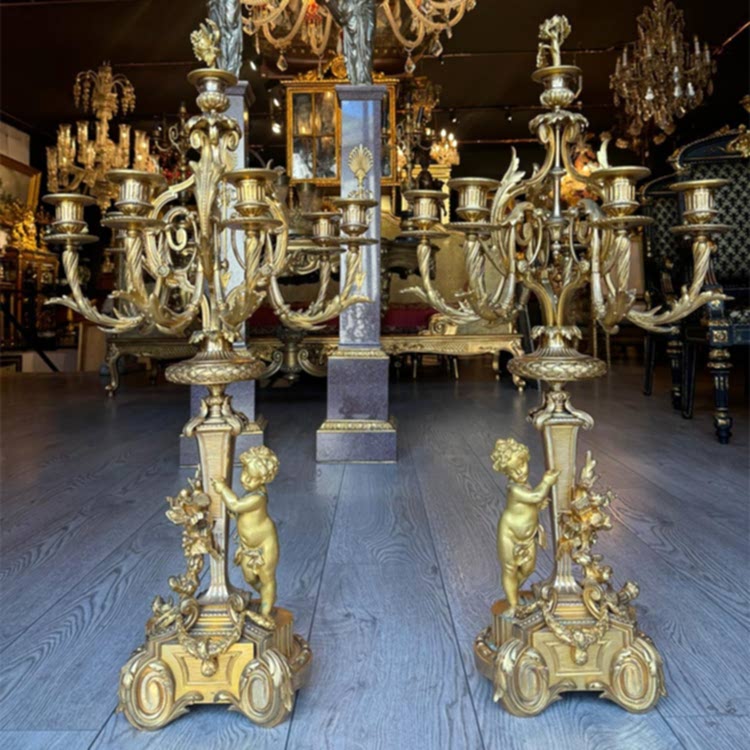 Eroslu Bronz Çift Fransız Şamdan