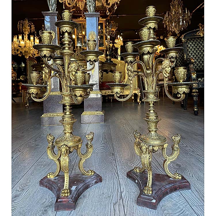 Fransız Çift Bronz Şamdan